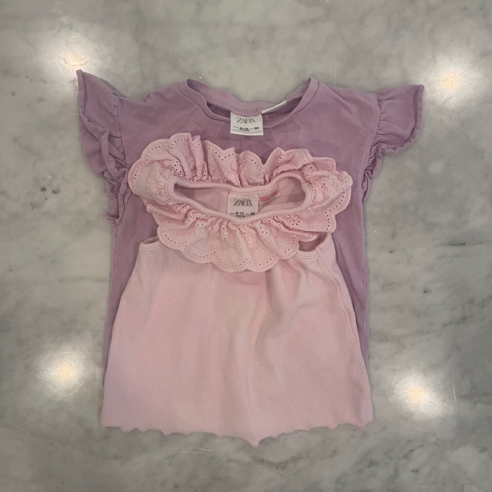 Zara Kids Purple and Pink Ruffle Tee BUNDLE